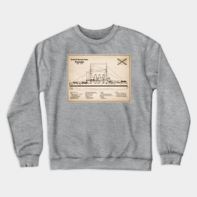 Potemkin battleship plans - Imperial Russian Navy - SD Crewneck Sweatshirt by SPJE Illustration Photography